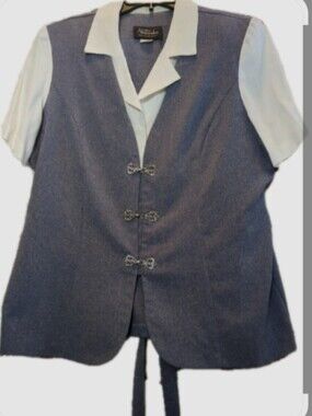 Tori Alexander Vintage 90s Top Vest Combo Size 16  Cottage Core Gray/White